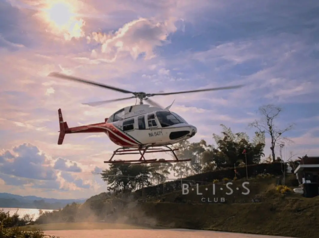 Helicopter tour at Bliss Glamping Guatape